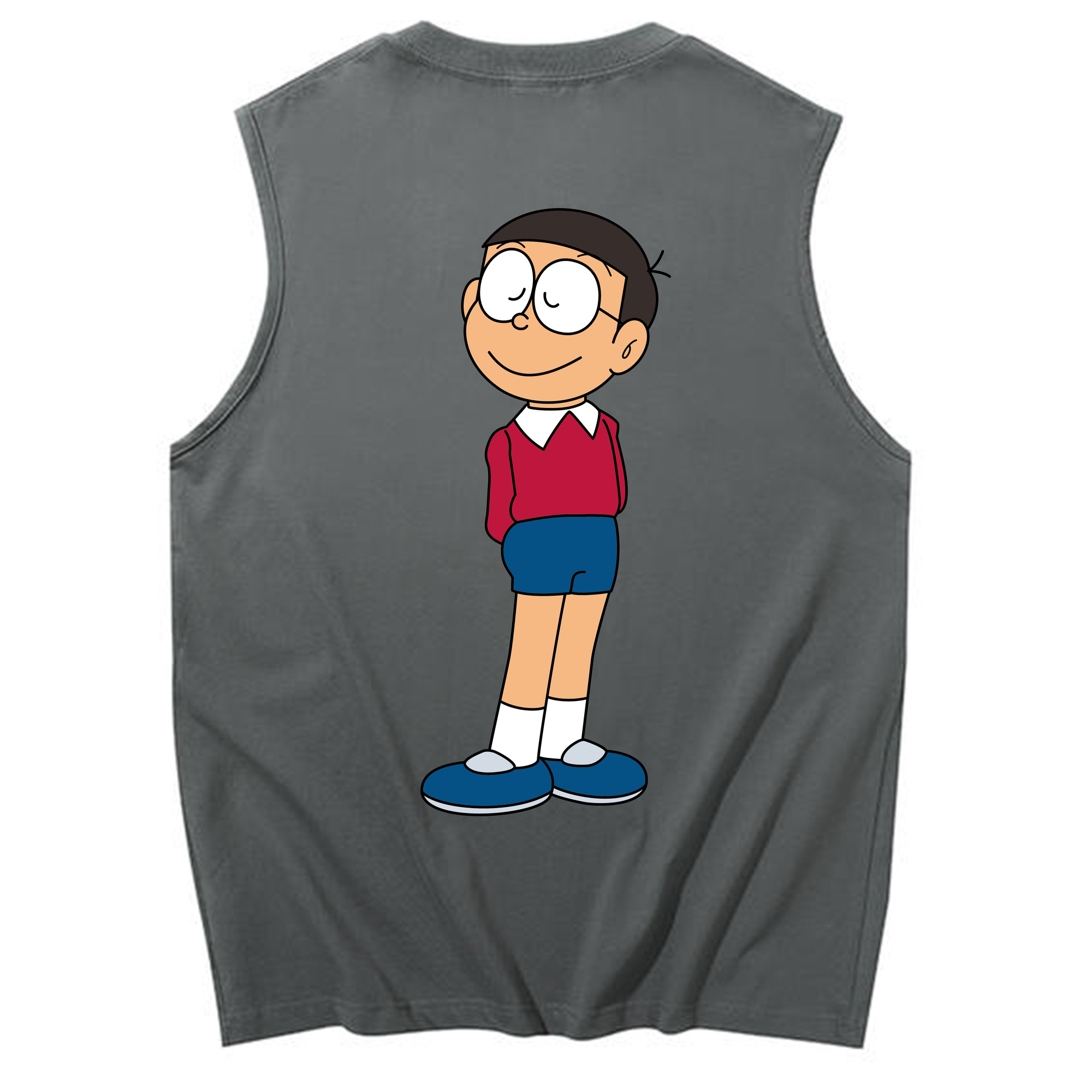 （画像用） ドラえもん 野比 のび太 Doraemon Nobita Nobi コットン100％タンクトップ（背面プリント）